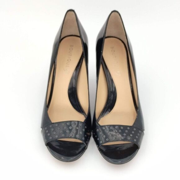 Boutique 9 Galetta Heels Studded Leather Open Toe Pumps Black Size 8.5 - Picture 5 of 11